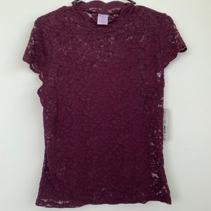 Purple Lace mock neck top - Medium size